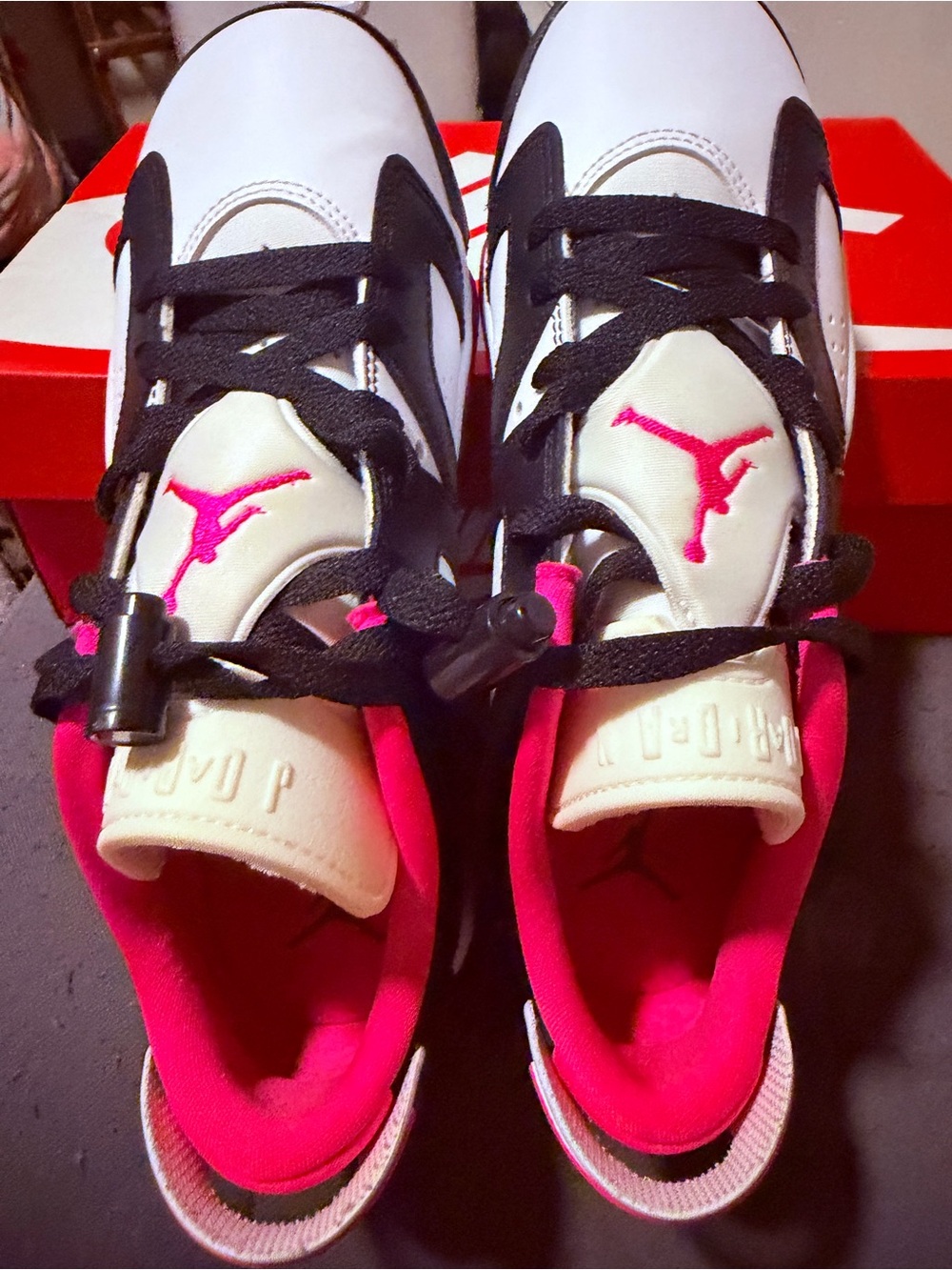 Jordan Kids White & Pink Low-Top Sneakers with Black Accents